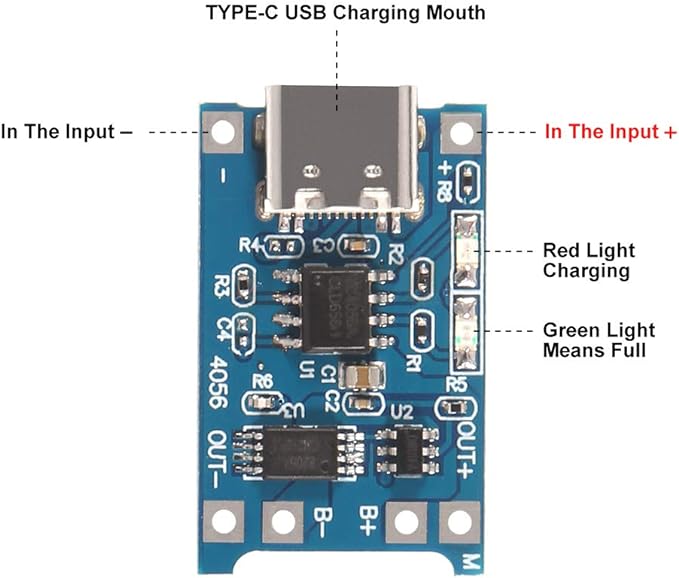 TP4056 Type-c USB 5V 1A 18650 Lithium Battery Charger Module